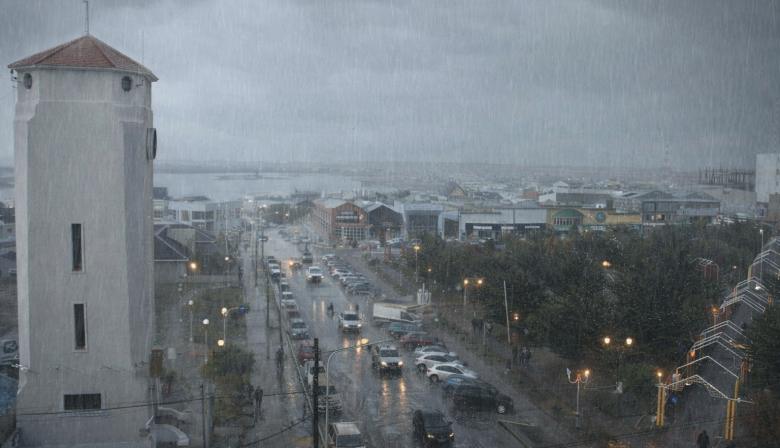 Alerta naranja y madrugada pasada por agua en Río Grande: fuertes lluvias y cortes de energía