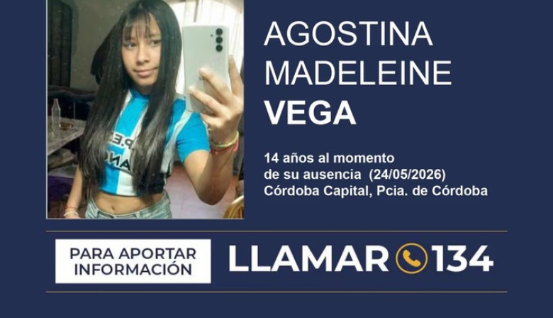 Activan Alerta Sofía para encontrar a Agostina Vega en Córdoba