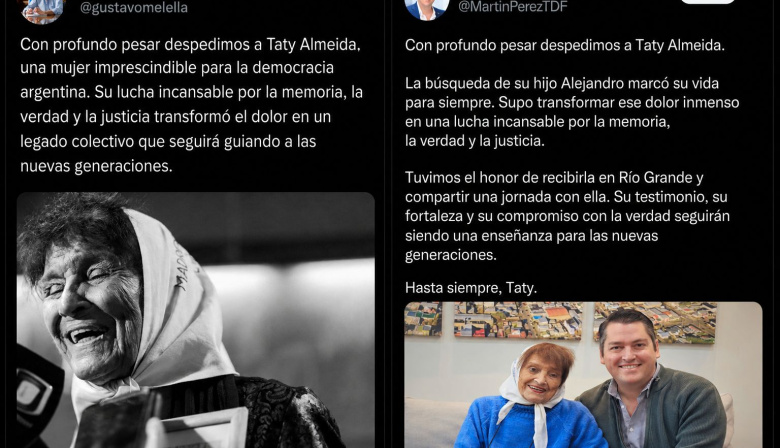 Melella y Pérez despidieron a Taty Almeida: “Su legado seguirá guiando a las nuevas generaciones”