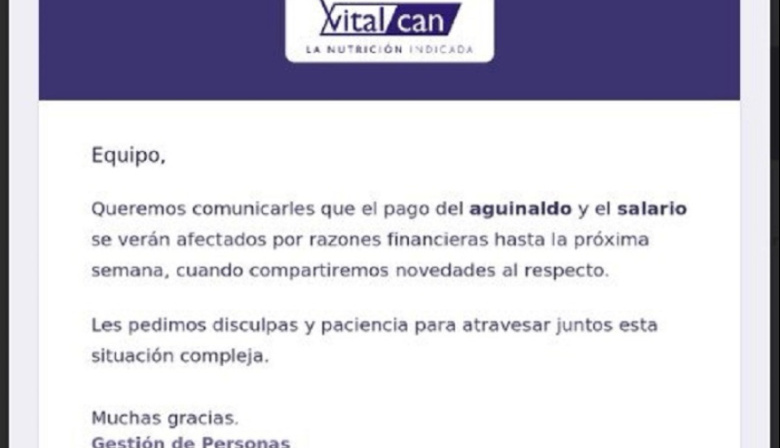 Crisis en Vitalcan: retrasan sueldos y aguinaldos a los trabajadores