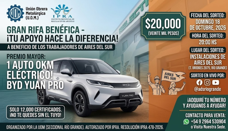 Sortean un 0 km para sostener la lucha mientras Aires del Sur vuelve a producir