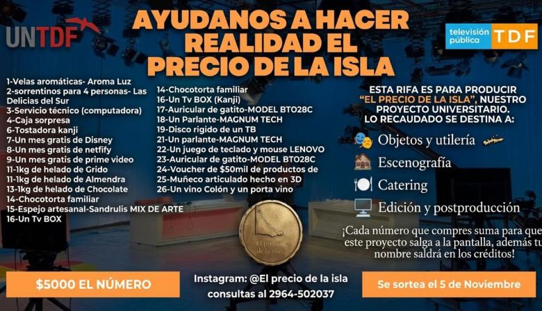 Alumnos de la UNTDF realizan una MEGA RIFA para financiar su programa de TV: ¿cómo colaborar y aparecer en los créditos?