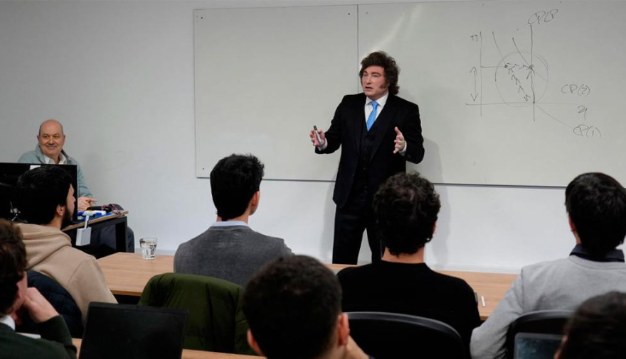 Javier Milei dio una charla ante alumnos de la Universidad de San Andrés