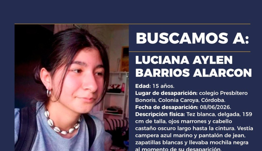 Se activó el Alerta Sofía por la desaparición de Luciana Aylén Barrios