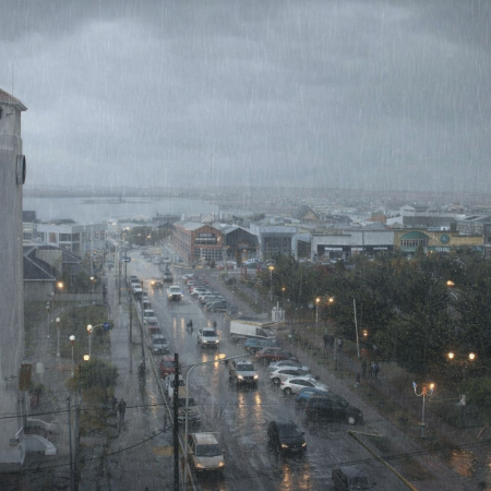 Alerta naranja y madrugada pasada por agua en Río Grande: fuertes lluvias y cortes de energía